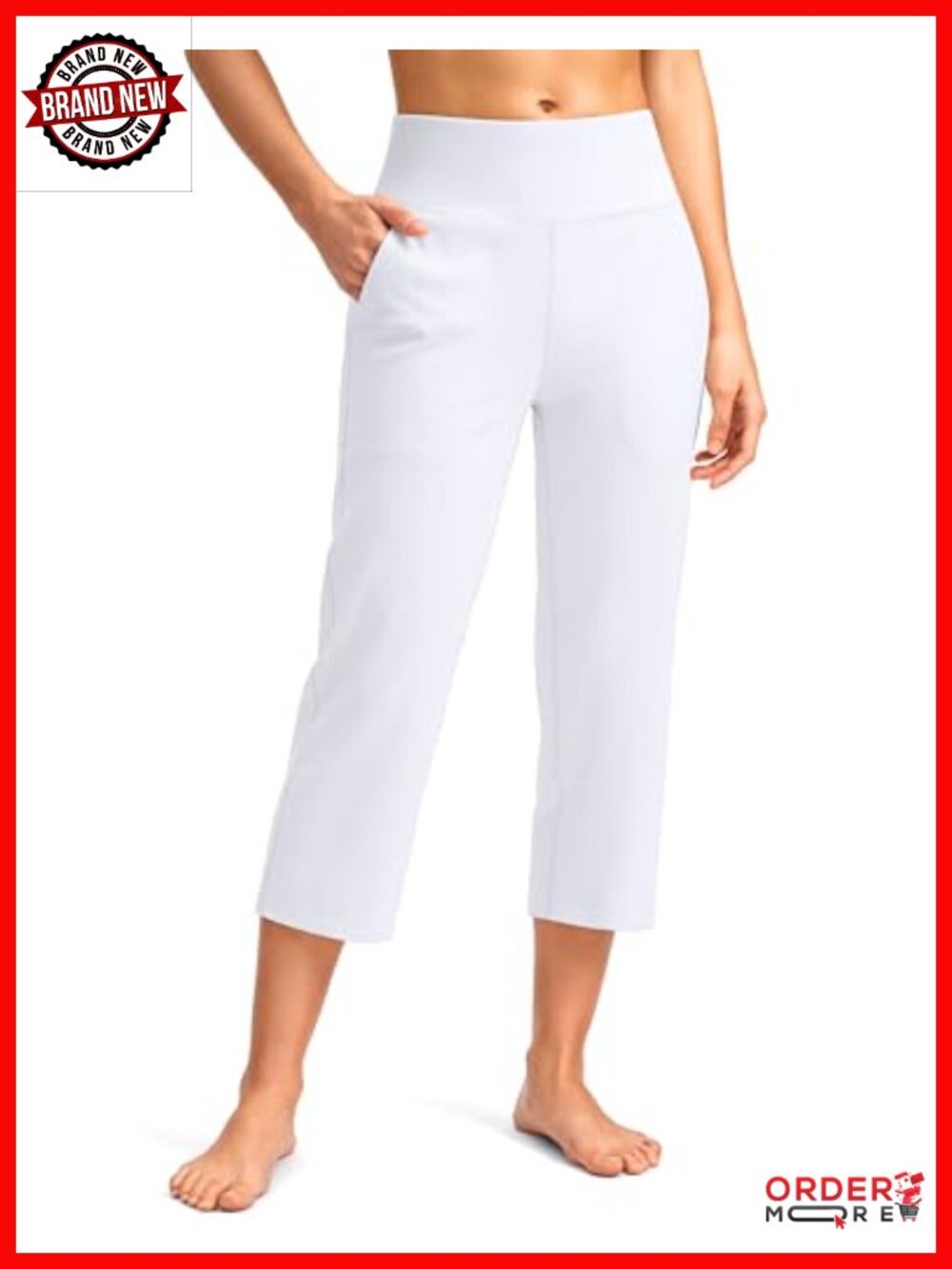 SANTINY Women's Capri Yoga Pants with Pockets Stretch Leggings